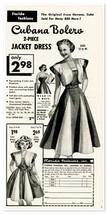 Print Ad Cubana Bolero Jacket Dress Florida Fashions 1950 2/3-Page Adver... - $181.59 MXN