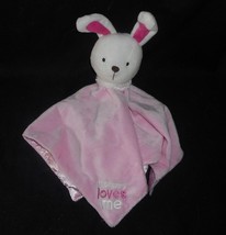 Carter&#39;s Security Blanket Baby Pink Bunny Mommy Love Rattle Stuffed Animal Plush - £26.20 GBP