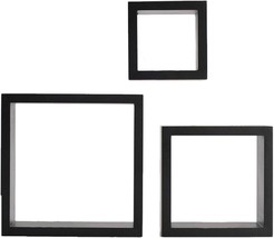 Melannco Floating Wall Sq.Are Cube Shelves, Set Of 3, Black, For, And Ki... - $595.54 MXN