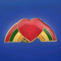 Rainbow Heart Vintage Pin Brooch Love Pride LGBTQ - £9.73 GBP