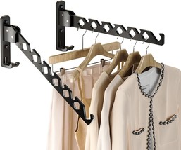 Wall Mount Coat Hanger Holder Black Clothes Drying Organizer Rack Garmen... - £30.85 GBP