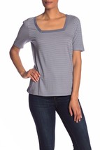 SUSINA Square Neck Short Sleeve Striped Print T-Shirt - $7.91