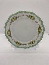 Antique OEG Royal Austria Plate 8&quot; Mint Green Trim, Yellow Rose￼ - £7.74 GBP