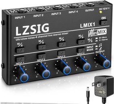 Lzsig Mini Audio Mixer, Stereo Line Mixer For Sub-Mixing, Ultra Low-Noise, - £33.25 GBP