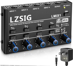 Lzsig Mini Audio Mixer, Stereo Line Mixer For Sub-Mixing, Ultra Low-Noise, - £33.44 GBP