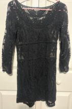 Express Black Lace Lined XS Womens Long Sleeve Midi Dress NEW - $19.80