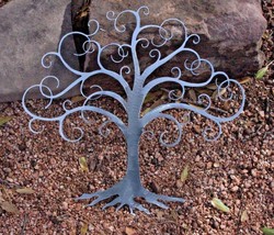 Swirled Tree of Life - Metal Wall Art - Silver 13 1/4&quot; x 12 1/2&quot; - £32.07 GBP