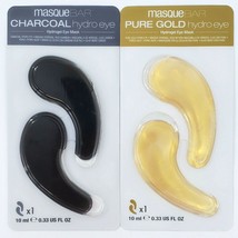 2X Masque Bar Hydrogel Eye Mask Charcoal &amp; Pure Gold One Each Dark Circles Bags - £7.72 GBP