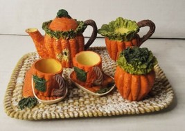 1997 Miniature Mini Tea Pot Set Carrots Vegetable 10Pc Novelty Resin  - £21.81 GBP