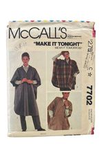 McCall's 7702 Misses Poncho Coat Size 6-20 Vintage 1981 CUT - $6.23