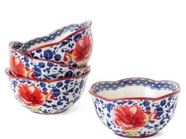 Four (4) Pioneer Woman ~ Multicolor ~ HERITAGE FLORAL ~ 6&quot; Bowls ~ Stoneware - £35.17 GBP
