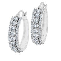 925 Sterling Silver 2.88ct Round Cut CZ Triple-Row Hoop Earrings Women&#39;s Gifts - £74.30 GBP