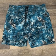ZeroXposur Swim Trunks Mens XL Blue Tropical Leaf Lined Polyester Spandex - £19.67 GBP