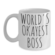 Worlds Okayest Boss Mug Funny Work Birthday Gag Gift Ceramic Coffee Cup White - £15.19 GBP