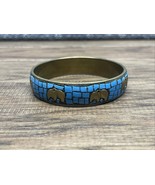 Vtg Turquoise Gold Tone Bracelet Indian Chinese Elephants 8 Inch CV JD - $23.00 CAD