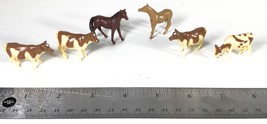 Small Group of 1&quot; - 2&quot; Plastic Farm Animals Includes 4 Cows &amp; 2 Horses - £7.40 GBP