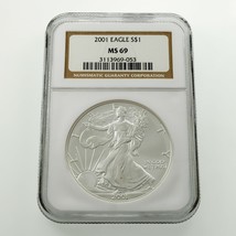 2001 Silber American Eagle Ausgewählten Von NGC As - £68.75 GBP