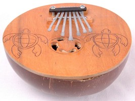 Handmade 7 Key-Wooden Kalimba Mbira Thumb Piano-Woodburned Turtles-Bowl ... - £22.41 GBP