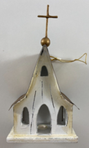 Wooden 5.5 in Light Up Old Country Church Ornament w/ Tin Roof - $19.79