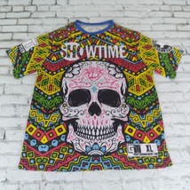 Go Team Jersey Mens XL Colorful Sugar Skull All Over Print Short Sleeve Crew - £14.14 GBP