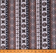Cotton Southwestern Stripes Aztec White Tucson Fabric Print by Yard D366.55 - £10.41 GBP