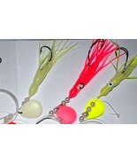 3 pk Hand Made Fluke/Flounder Glow,Pink,Yellow/Glow Bottom Rig Deep Cup ... - $8.00