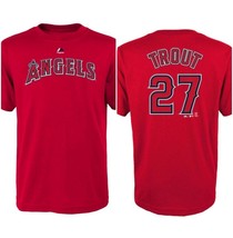MLB Los Angeles Angels Mike Trout #27 Short Sleeve T-Shirt Boys Size XS (4/5) - £15.02 GBP