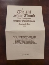 The Old Stone Church Cleveland Ohio Program August 2 1981 - £6.72 GBP