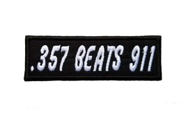 Christian Biker Patch .357 Beats 911 Trash Embroidered Iron On Patch 4.3&quot; x 1.45 - £5.38 GBP
