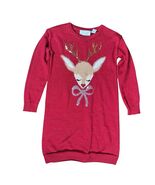 Childrens Place Reindeer Toddler Red Christmas Sweater Dress 4T Sequin S... - $22.76