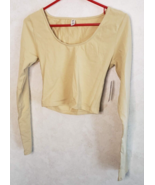 BP Crop Top XS Beige Tan Stretch Scoop Neck Long Sleeve Top - $9.89