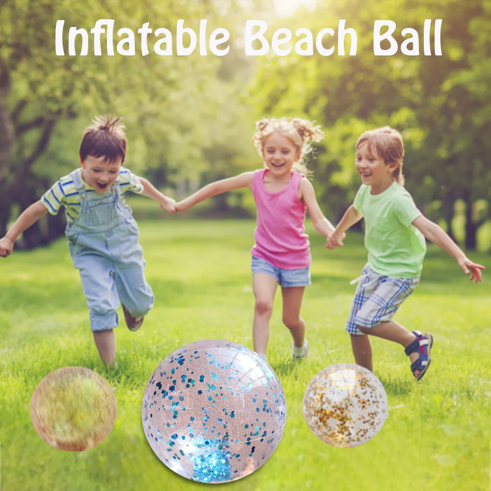 Glitter Confetti Water Play Beach Ball For Kids Fun Pool Toys Games Inflatable - £9.87 GBP+