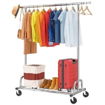 Heavy Duty Metal Clothing Bar Garment Rack on Lockable Casters - 450lb C... - $3,417.43 MXN