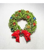 Vintage ART Arthur Pepper Signed Multi Stone Christmas Wreath Brooch Pin... - £20.48 GBP