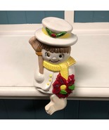 Vintage &#39;87 Christmas Snowman Snowoman edge sitter chalkware chalk ware ... - $1,085.63 MXN