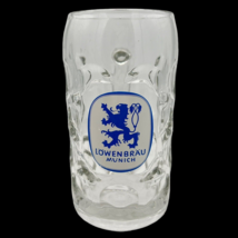 VTG Lowenbrau Munich German Beer Stein Mug Dimpled Glass Barware Drinking - £12.62 GBP