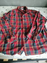 Duluth Trading Co Flannel Shirt Mens 2XLT Red Plaid Relaxed Fit Outdoor BTN Down - £19.77 GBP