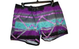 Billabong Women&#39;s Juniors Wakeboard Shorts Size 9 Purple Black Teal  31&quot; Waist - £10.76 GBP