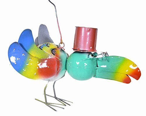 Metal Parrot Hanging Art Handmade Tropical African Parrot Head Candle Holder - $24.69