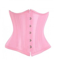 Baby Pink Satin Gothic Burlesque Underbust Double Bone Corset Waist Training Top - £39.95 GBP