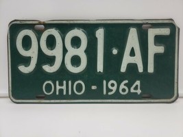 VINTAGE LICENSE PLATE 1964 9981 AF OHIO CAR AUTO green - $19.70