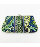 Vera Bradley Rhythm &amp; Blues Clutch Double Kiss Lock Wallet Blue Green Pa... - $24.84 CAD