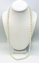 Vintage Signed MJ Hand Knotted Faux Pearl Necklace 32 in - $31.68