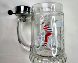 Pint Glass HANDLED BEER MUG STEIN with BICYCLE RIDER Image &amp; CHROME Nove... - $24.99