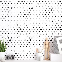 Black And White Peel And Stick Wallpaper Dots Wallpaper Modern Dot Contact Paper - £35.59 GBP