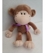 Galerie Monkey Plush Stuffed Animal Purple Bow Brown Tan - £23.34 GBP