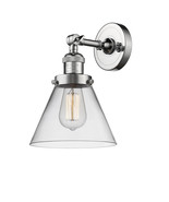 Sconce Cone 8&quot; Polished Chrome Franklin Restoration Clear Large 1 Lt. 20... - €162,18 EUR