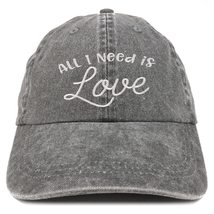 Trendy Apparel Shop All I Need is Love Embroidered Pigment Dyed Washed Baseball  - £15.62 GBP