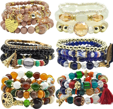 Women&#39;s Bohemian Bracelet Set - 6 Stackable Stretch Bracelets - $30.48