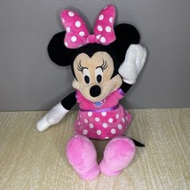 Disney Singing Minnie Mouse Plush Toy Pink White Polka Dot Outfit Stuffed 14&quot; - £7.63 GBP